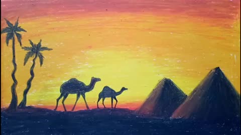 Simple Step-by-Step Desert Sunset Drawing for Beginners | Easy Tutorial