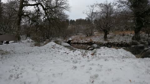 Beautiful snowy landscape. Ambient sounds if a river. Dartmoor. Dec 2022