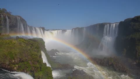 Video of Iguazu Falls in Brazil with Rainbow