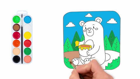 How To Draw and Coloring Cute Bear For Kids | Coloring Page | Beatiful Coloring -Learn Draw Coloring