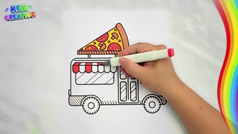 How to color Pizza BUS - @KeaCreative2 - FREE images HD Download👇