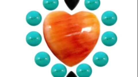 Natural turquoise round cab 10mmand orange spiny oyster heart cab size 23mm with onyx pear