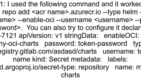 Connecting an app in ArgoCD to use a Helm OCI repository