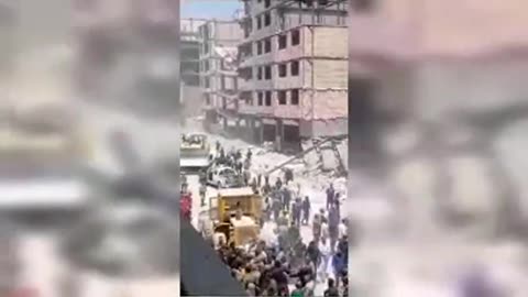 The moment of the simultaneous collapse of 5 buildings in Iran