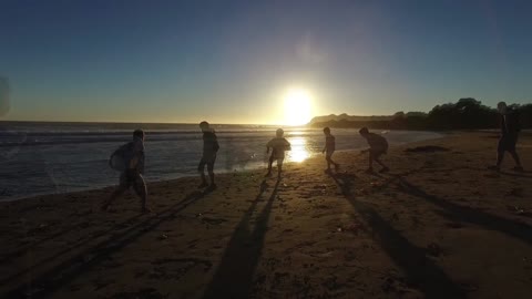 Playing at sunset