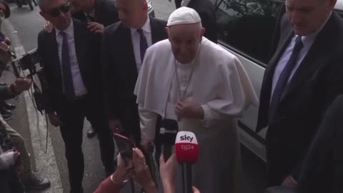 Asked by reporters how he was feeling, Pope Francis quipped, "Still alive!"