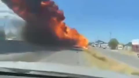 In Chile, a rescue plane burst into flames and crashed onto a highway.