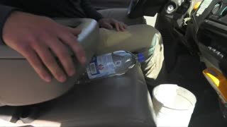 Firefighter warns not to leave plastic bottles in a hot car