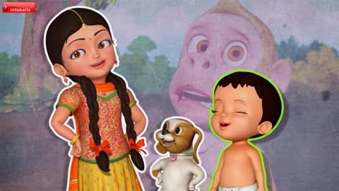 Bandar Mama Aur Kele _ Hindi Rhymes for Children _ Infobells