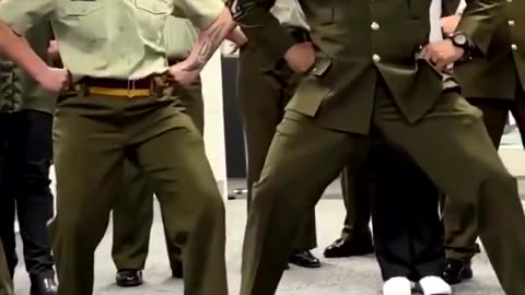 New Zealand army soldiers welcomed the new commanders with the Haka Dance.