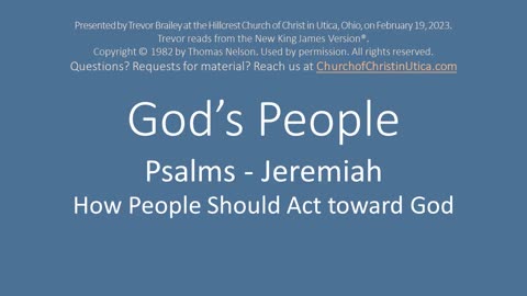 God's People, Lesson 14: His People's Actions toward Him