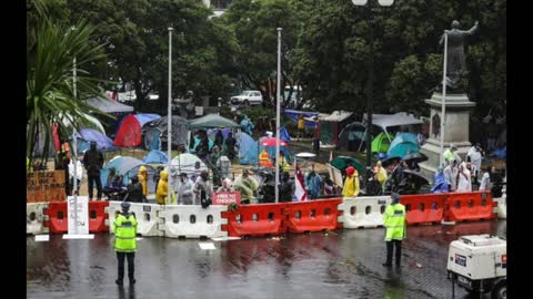 Occupiers of NZ Parliament survive wild weather in Wellington