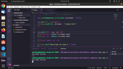 Calculadora Simples Usando Nodejs e Express