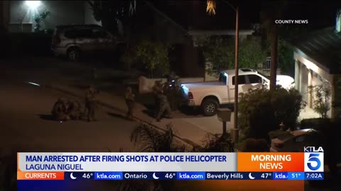 Laguna Niguel, a male suspect, aged 39, has been apprehended for firing shots at a police helicopter