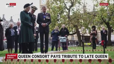 Queen Consort Camilla pays tribute to late Queen at the Field of Remembrance