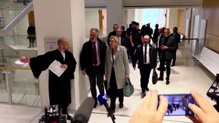 France's Le Pen arrives for trial over alleged EU funds misuse