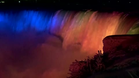 Niagara Falls lights up in support of Ukraine