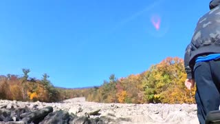 Scenic fall ride on an electric unicycle