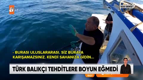 Türk balıkçı Yunan askerine karşı! @atv Haber