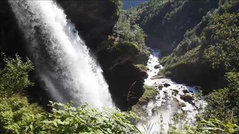 massive waterfall in geiranger national park norway