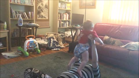 Baby "Helps" Mom with Yoga