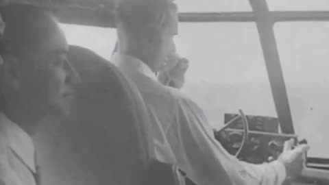 Rare footage of Howard Hughes' "Spruce Goose" plane during its first and only flight in 1947