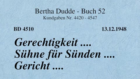 BD 4510 - GERECHTIGKEIT .... SÜHNE FÜR SÜNDEN .... GERICHT ....