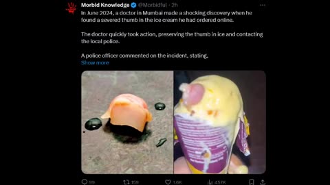 Morbid Knowledge - a thumb in ice cream