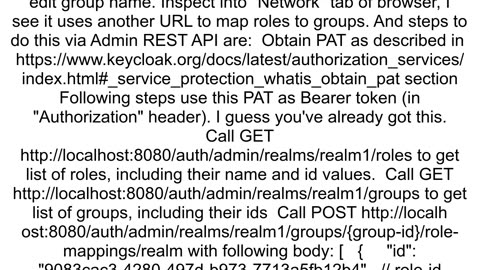 How to add Keycloak realm role to group via REST API