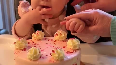 Cute Baby Wants the Whole Cake