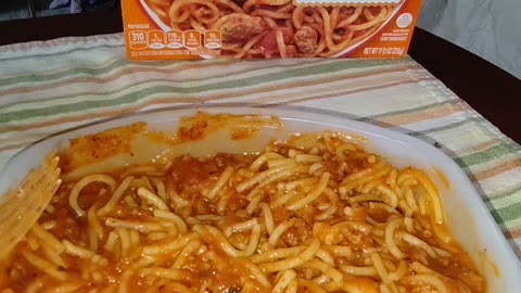 Eating Lean Cuisine Spaghetti With Meat Sauce, Dbn, MI, 6/24/24