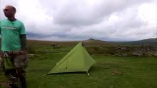 Wildcamping in Dartmoor Foggintor. Breaking down camp . Leave no trace.