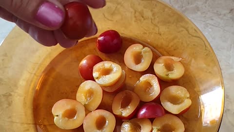 Pitting plums for pie