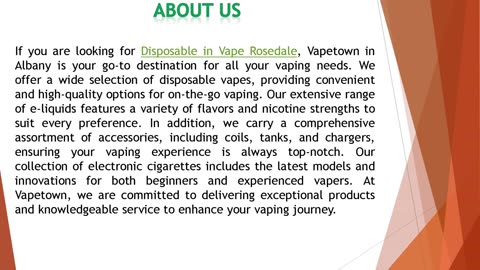 If you are looking for Disposable in Vape Rosedale