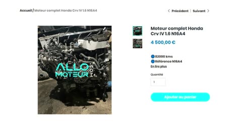 ALLOMOTEUR.COM - Moteur complet Honda Crv IV 1.6 N16A4