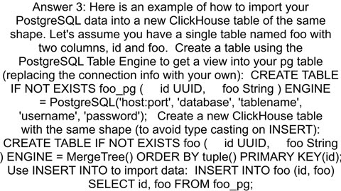 How to ETL my PostgreSQL data into a ClickHouse datawarehouse