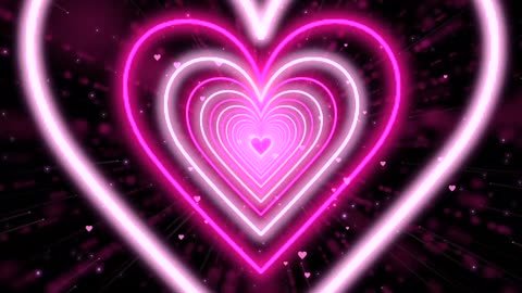 160. Heart Tunnel Background 💖Pink Heart Neon Lights Love Heart Tunnel Loop