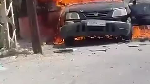 Lebanese media report an Israeli drone strike on a car in the Aabra suburb of P2