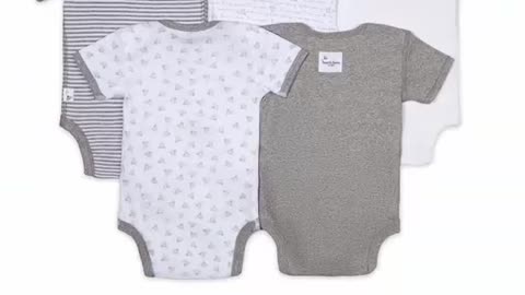 Burt’s Bees Baby Unisex Baby Bodysuits, 5-Pack Short & Long Sleeve One-Pieces, 100% Organic Cotton