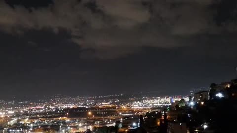 Iron Dome interceptor missiles are seen over northern Israel.