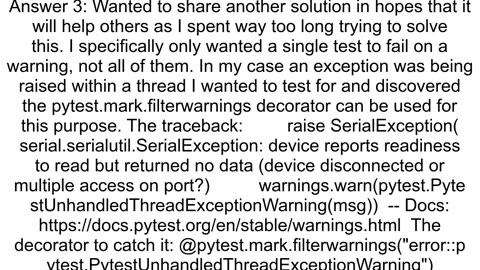 How do I make pytest crash on a warning