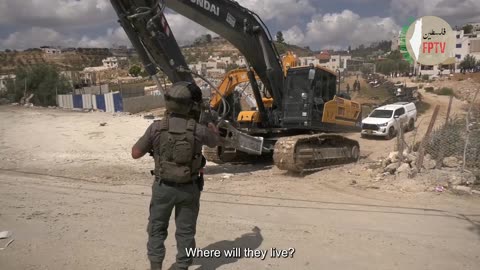 Zionists demolish a home in Ithna village north of Hebron, Sep 23, 2024