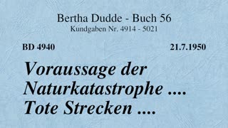 BD 4940 - VORAUSSAGE DER NATURKATASTROPHE .... TOTE STRECKEN ....