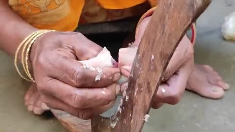 River FOLI FISH cooking recipe with fresh MULO & BEGUN by santali TRIBE couple-9