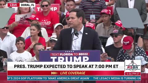 Senator Marco Rubio Addresses Crowd At Trump Doral Rally