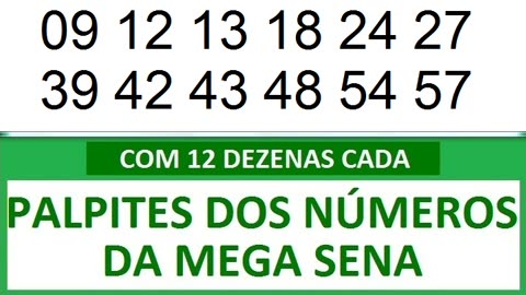 PALPITES DOS NÚMEROS DA MEGA SENA COM 12 DEZENAS za zb zc zd ze zf zg zh zi zj zk zl