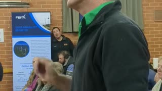 Farmer Wade speaking at Meeting about Wind Turbines at Nanneella, Victoria, Australia - 1/7/2024