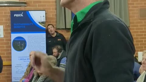 Farmer Wade speaking at Meeting about Wind Turbines at Nanneella, Victoria, Australia - 1/7/2024