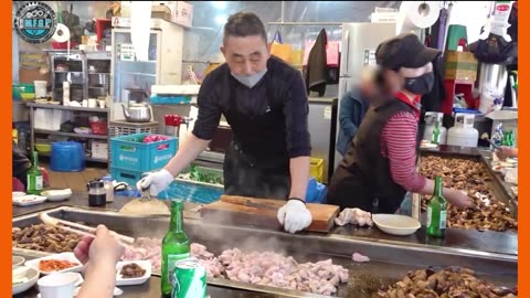 Only $7 all you can eat.! Amazing Grilled Pig Intestines Unlimited Refills - Korean street food