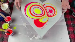 (52) Easy Puddle Pour on Wooden Heart -Acrylic Pouring for Beginner